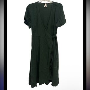 Pact Dark Green Wrap Dress